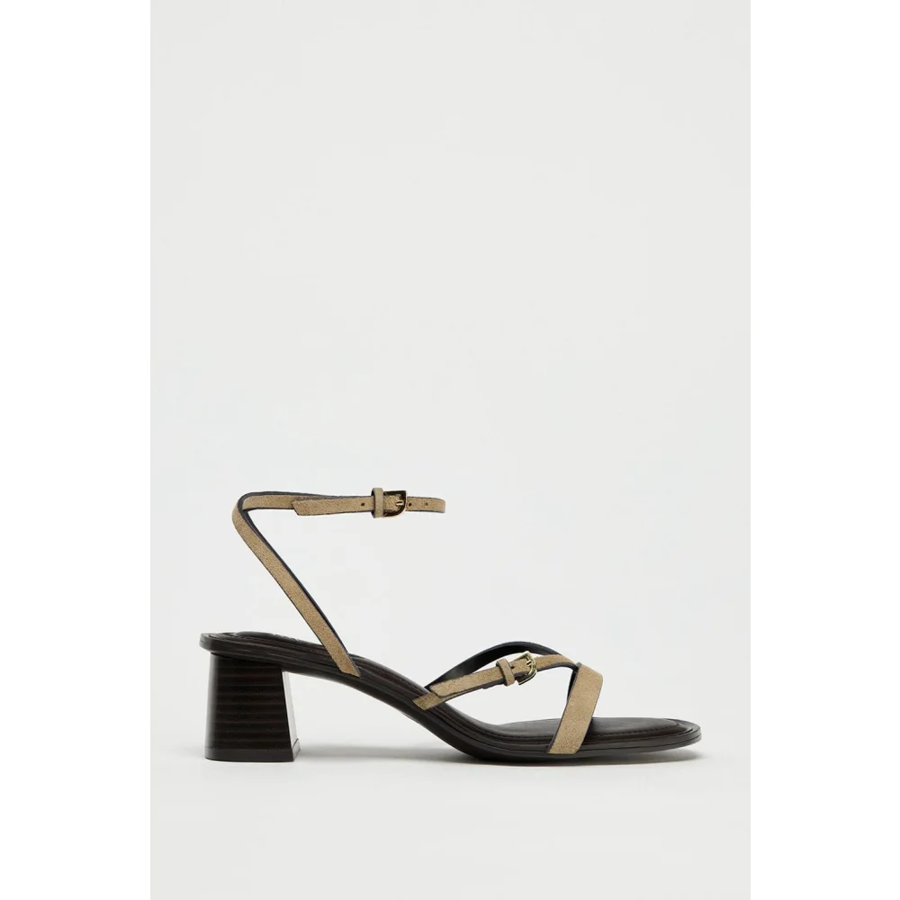 Zara Strappy Suede Heeled Sandals Size 39EU 8 US - Picture 3 of 8